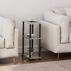 TUTOTAK Small Side Table, Narrow End Table, Bedside Table, Set of 2, Couch Side Table with Wheels for Living Room or Bedroom, Greige TB01BG0612