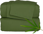 California King Sheets by Pure Bamboo, Genuine 100% Organic Viscose Derived from Bamboo Bed Sheet Set, Soft & Cooling, Double Stitching, Lifetime Quality Promise (California King, Pesto)