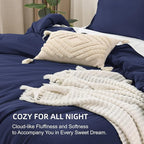 Litanika Comforters Navy Blue Super King Size, 3 Pieces Lightweight Solid Bedding Set & Collections, All Season Fluffy Bed Set (120x120In Comforter & 2 Pillowcases)