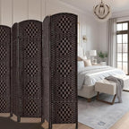 Rose Home Fashion Room Divider, 6 ft Tall Room Dividers and Folding Privacy Screens, 16in Privacy Screen 6 Panel Dark Coffee Space Temporary Wall Foldable Partition Separation
