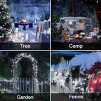suddus Solar Fairy Lights Outdoor Waterproof, 2 Pack 33ft 100 LED Solar Twinkle Lights, 8 Modes White Solar Christmas Lights for Backyard Trees Patio Deck Garden Birthday Party Wedding Decorations