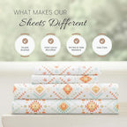 Linen Market Double-Brushed Patterned Microfiber Queen Sheet Set 4 Piece – Oeko-TEX Certified Ultra Soft & Wrinkle-Free - 16" Deep Pocket Sheets - Easy Care Queen Size - Aztec Dreams Coral