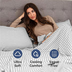 Queen 6 Piece Sheet Set - Comfy Breathable & Cooling - Soft Hotel Luxury Bedding Set with 8-16 Inch Deep Pockets - 1 Flat & 1 Fitted Sheet & 4 Pillowcases - Wrinkle Free & Easy Care - Grey Stripes 2