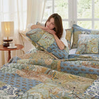 Secgo Twin Size Quilt Size - 100% Cotton Comforter Set Bedding Sets (68 * 86 Inch) with 2 Pillow Shams, Patchwork Reversible Lightweight Bedspread