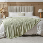 NEWCOSPLAY Super Soft Queen Blanket Sage Green Premium Silky Flannel Fleece Leaves Pattern Lightweight Bed Blanket All Season Use (Sage Green, Queen(90"x90"))