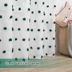 MYSKY HOME Short Christmas Curtains for Small Window - 45 Inch Long Kitchen & Bedroom Sheer Curtains - Hunter Green & White Pom Pom Panels - 2 Sets 52 x 45 Inch