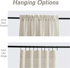 RYB HOME Living Room and Bedroom Curtains and Drapes Linen Sheer, Light Filtering Curtains 84 inches Long, Weave Textured/Rod Pocket, Cream Colored, W 52 x L 84 inches, 2 Panels Set