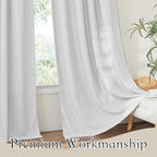 RYB HOME Linen Blended Curtains 100 inch Width, Privacy Drapes Boho Style Wrinkle Resistance Fabric for Nursery Kitchen Large Windows Country Rustic Decor, Dove Grey, W 100 x L 90, 1 Pc