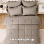 Love's cabin Queen Comforter Set Light Brown, 7 Pieces Queen Bed in a Bag, All Season Bedding Sets with 1 Comforter, 1 Flat Sheet, 1 Fitted Sheet, 2 Pillowcase and 2 Pillow Sham