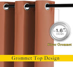 NICETOWN Room Darkening Curtain Drapes - Grommet Top Elegant Thermal Insulated Solid Energy Saving Window Treatment for Kids Room/Living Room, Burnt Orange, 1 Pair, W52 x L95