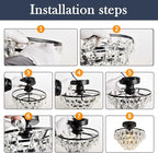 YYJLX Crystal Chandelier,Modern Semi Flush Mount Small Ceiling Light Oil Rubbed Bronze,Mini E26 Ceiling Lamp for Hallway Bedroom Bathroom Closet