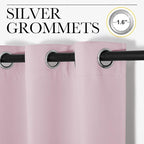 NICETOWN Blackout Curtain Panels for Girls Room, Nursery Essential Thermal Insulated Solid Grommet Top Blackout Drapes (Baby Pink=Lavender Pink, 1 Pair, 34 x 63 Inch)