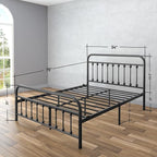 Golden Gate Beds Victorian Vintage Style Metal Bed Frame with Wrought Iron Headboard and Footboard, Classic Platform Bedframe with Storage, No Box Spring Needed, Mattress Foundation, Black, Full Size