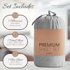 Linen Market Double-Brushed Microfiber Twin XL Sheet Set 3 Piece – Oeko-TEX Certified Ultra Soft & Wrinkle-Free - 16" Deep Pocket Sheets - Easy Care Twin XL Size - Light Gray