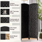 Rose Home Fashion 6 ft Tall Room Divider, Room Dividers and Folding Privacy Screens, 15.7in Privacy Screen 6 Panel Partition Temporary Wall Separation for Private, Black