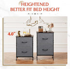 WLIVE Nightstand, Nightstand with 2 Drawers, Bedside Furniture, Night Stand, Small Dresser for Bedroom, College Dorm, End Table with Fabric Bins, Dormitory, Dark Grey, Size L