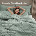 Bedsure Oversized Queen Comforter Set Sage Green - Bed in a Bag Bedding Set 7 Pieces, GentleSoft™ Pintuck Bed Set Gift for Family, Pinch Pleat All Season Comforter with Sheets, Pillowcases & Shams