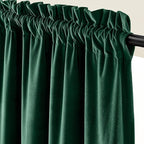 Lazzzy Velvet Blackout Curtains Thermal Insulated Room Window Drapes Super Soft Luxury Curtains for Living Room Bedroom Rod Pocket 2 Panels, Emerald Green, 42" W x 96" L