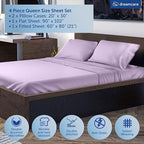 DREAMCARE Queen Sheet Set – 4 pcs Cooling Sheets – up to 21” Extra Deep Pocket Queen Sheets – Hotel Luxury Sheets & Pillowcases – Superior Softness 100% Microfiber with Side Pocket - Lavender