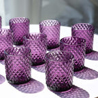 Woho 24pcs Purple Votive Candle Holders, Glass Tea Lights Candle Holder for Wedding Table Centerpiece, Studded Diamond Tealight Candle Holder for Tealight Candles/Votive Candles