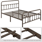 Yaheetech Classic Metal Platform Bed Frame Mattress Foundation with Victorian Style Iron-Art Headboard/Footboard/Under Bed Storage/No Box Spring Needed/Full Size Bronze