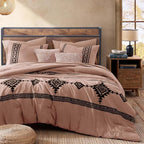 MaiRêve Embroidery King Size Comforter Set Dusty Pink, Boho Farmhouse Western Bedding Set 7 Pieces, All Season Bed in A Bag Comforter Set with Sheets, Pillowcases & Shams
