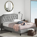 ZINUS Kellen Upholstered Scalloped Platform Bed Frame, Mattress Foundation, Wood Slat Support, No Box Spring Needed, Easy Assembly, King