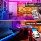 TJOY 100ft Smart Led Strip Lights for Bedroom, Work with Alexa, RGB Color Changing Music Sync Led Lights with App Remote,Multi-Color Wireless Led Strip Lighting for Bedroom (APP+Remote+Voice)
