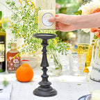 Sungmor Rustic Cast Iron Pillar Candle Holder, 9.6" Tall Vintage Candlestick Holders, Table Centerpiece Metal Candle Holder, Farmhouse Candle Stand for Fireplace Shelf Home Decor