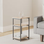 VASAGLE Side Table, Small End Table, Tall Nightstand for Living Room, Bedroom, Office, Bathroom, Camel Brown and Classic Black ULET273B50