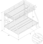 DHP Dusty Metal Bunk Bed Frame, Twin-Over-Full for Kids, Teens, Adults, Angled Ladder, Guardrail, No Boxspring, Small Spaces, Pink