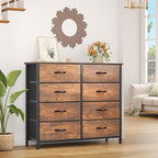 YITAHOME 8 Drawers Fabric Dresser, Wide Storage Tower Cabinet, Organizer for Bedroom, Living Room, Hallway, Closet, Sturdy Steel Frame, Wooden Top, Easy-to-Pull Fabric Bins (Earthy Brown)