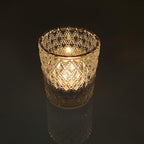 SHMILMH Clear Votive Candle Holders, Glass Tealight Candle Holders Bulk with Rim for Wedding Table Centerpiece Birthday Party Thanksgiving Decor, Set of 12