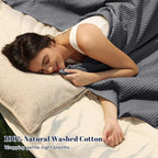 PHF 100% Cotton Waffle Weave Blanket Queen Size for Bed,Snag Proof Lightweight Breathable Moisture-wicking Throw for Couch,Great for Layering in Cold Weather,Machine Washable, Home Decor Gift-Charcoal