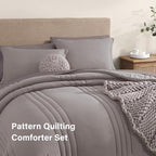 Monbix King Size Comforter Set - 7 Pieces Bed in a Bag King, Cloud Purple Bedding Sets with Comforter, All Seasons Down Alternative Comforter Bed Set with Sheets, Pillowcases & Shams