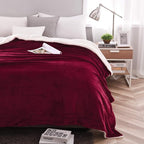 NANPIPER Sherpa Blanket Twin Thick Warm Blanket for Winter, Super Soft Fuzzy Flannel Fleece/Wool Like Reversible Velvet Plush (Wine Red, Twin Size 60"x80")