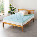 Mellow 4 Inch 5-Zone Memory Foam Mattress Topper, Cooling Gel Infusion, Dorm Essentials, Full Blue