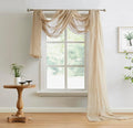 LinenZone Brown Window Scarf Valance in 360 Inch Size. Use Window Scarves as Canopy Bed or Backdrop Curtains, Curtain Scarf, or Sheer Fabric for Draping. (Amazing 55 x 360, Taupe)