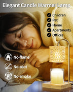 Candle Warmer Lamp with Timer Dimmer, Birthday Gifts for Women Mom, House Warming Gifts, Elegant New Home Decor, Wax Warmer for Jar Candles, Heater Lamp for Scented Wax, Amber Glass
