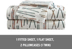 Eddie Bauer - King Sheets, Cotton Flannel Bedding Set, Brushed For Extra Softness, Cozy Home Decor (Ski Line White, King)