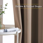 NICETOWN Kitchen Blackout Curtains and Drapes - Triple Weave Energy Saving Thermal Insulated Solid Grommet Blackout Panels for Patio (1 Pair, 46 inches by 72 Inch, Cappuccino)