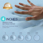 VALUXE 4 Inch Gel Memory Foam Mattress Topper California King Size High Density Cooling Pad Pressure Relief Bed Topper (with Removable & Washable Bamboo Cover)