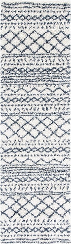 SAFAVIEH Arizona Shag Collection Runner Rug - 2'3" x 10', Ivory & Slate, Moroccan Design, Non-Shedding & Easy Care, 1.6-inch Thick, Ideal for The Living Room, Bedroom, Dining Room (ASG741M-210)