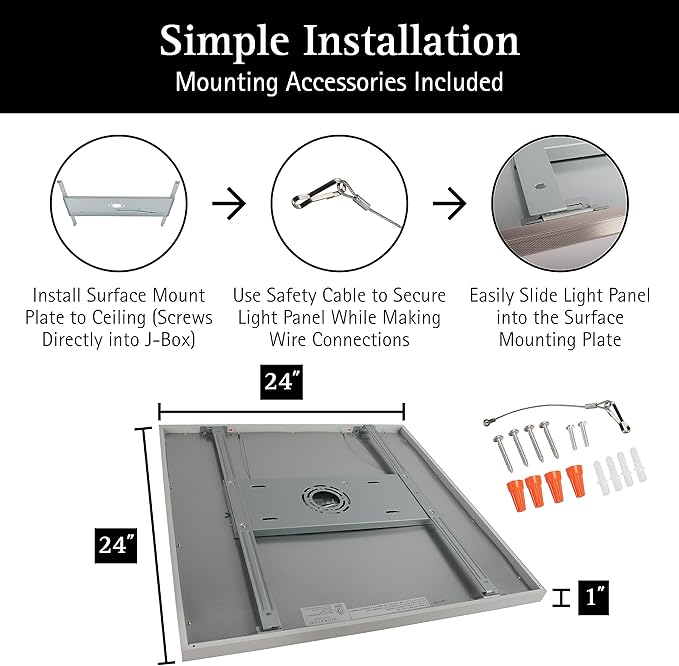Ultralux 2x2 ft Surface Mount Ceiling Light Panel – Slim, Edge Lit, Flush Mount Flat Panel for Kitchen, Home & Office - TRIAC Dimmable, 3CCT Adjustable Color Temperature (Matte White, 1 Pack)