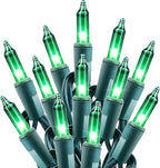 Minetom St. Patrick's Day Mini String Lights, 100 Count 27 Feet Detachable Incandescent Bulb Waterproof Green Fairy Lights Plug in for Indoor Outdoor Party Patio Christmas Decoration, Green Wire