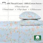 California Design Den California King Sheet Sets - 400 Thread Count Sateen, Natural 100% Cotton Sheets Set Deep Pocket Cooling and Durable Bedding - Antique Rose