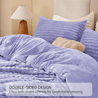BEDELITE Fleece Queen Comforter Set -Super Soft & Warm Fluffy Lavender Bedding, Luxury Fuzzy Heavy Bed Set for Winter with 2 Pillow Cases