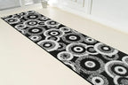 Custom Length Cut to Size Modern Farmhouse Carpet Runner Rug for Hallways, Non Slip Rubber Backed, 31 inch Wide X Customized Length, Geo Black, 31 inch X 23 feet