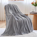 NEWCOSPLAY Super Soft Queen Blanket Grey Premium Silky Flannel Fleece Leaves Pattern Lightweight Bed Blanket All Season Use (Grey, Queen(90"x90"))