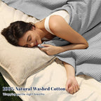 PHF 100% Cotton Waffle Weave Blanket Twin Size for Bed,Snag Proof Lightweight Breathable Moisture-Wicking Throw for Couch,Great for Layering in Cold Weather,Machine Washable,Home Decor Gift-Light Grey